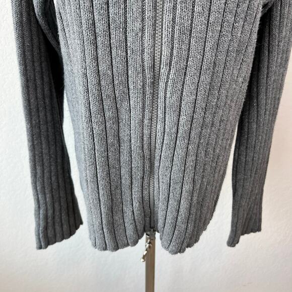 Mens Y2K Aeropastle Ribbed Knit Zip Up Sweater size Medium Mock Neck Gray grunge - Picture 3 of 8